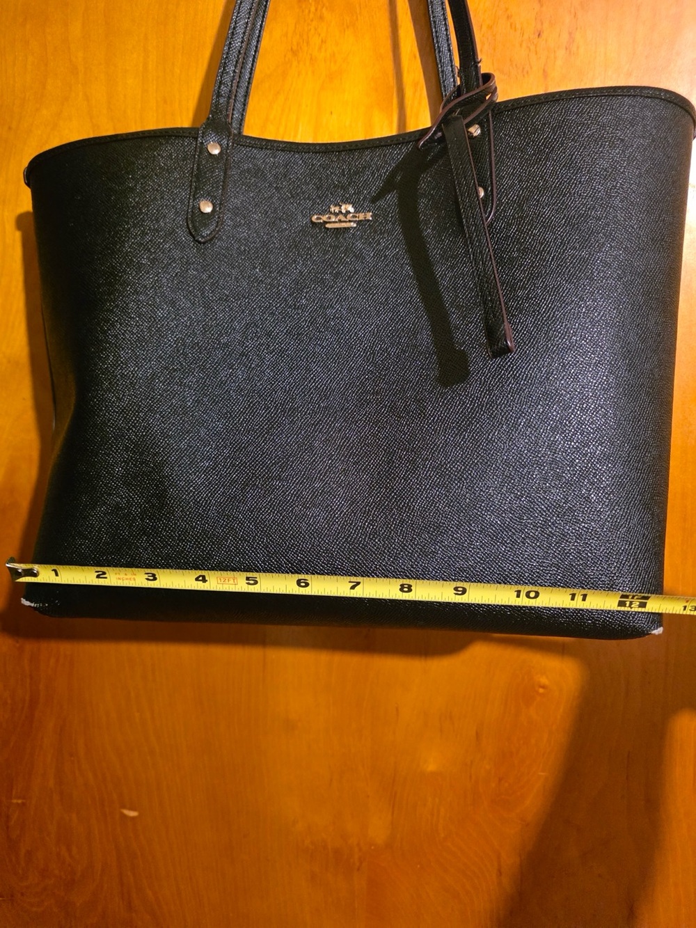 Coach Black Saffiano Tote with Gold Logo - Picture 3 of 15